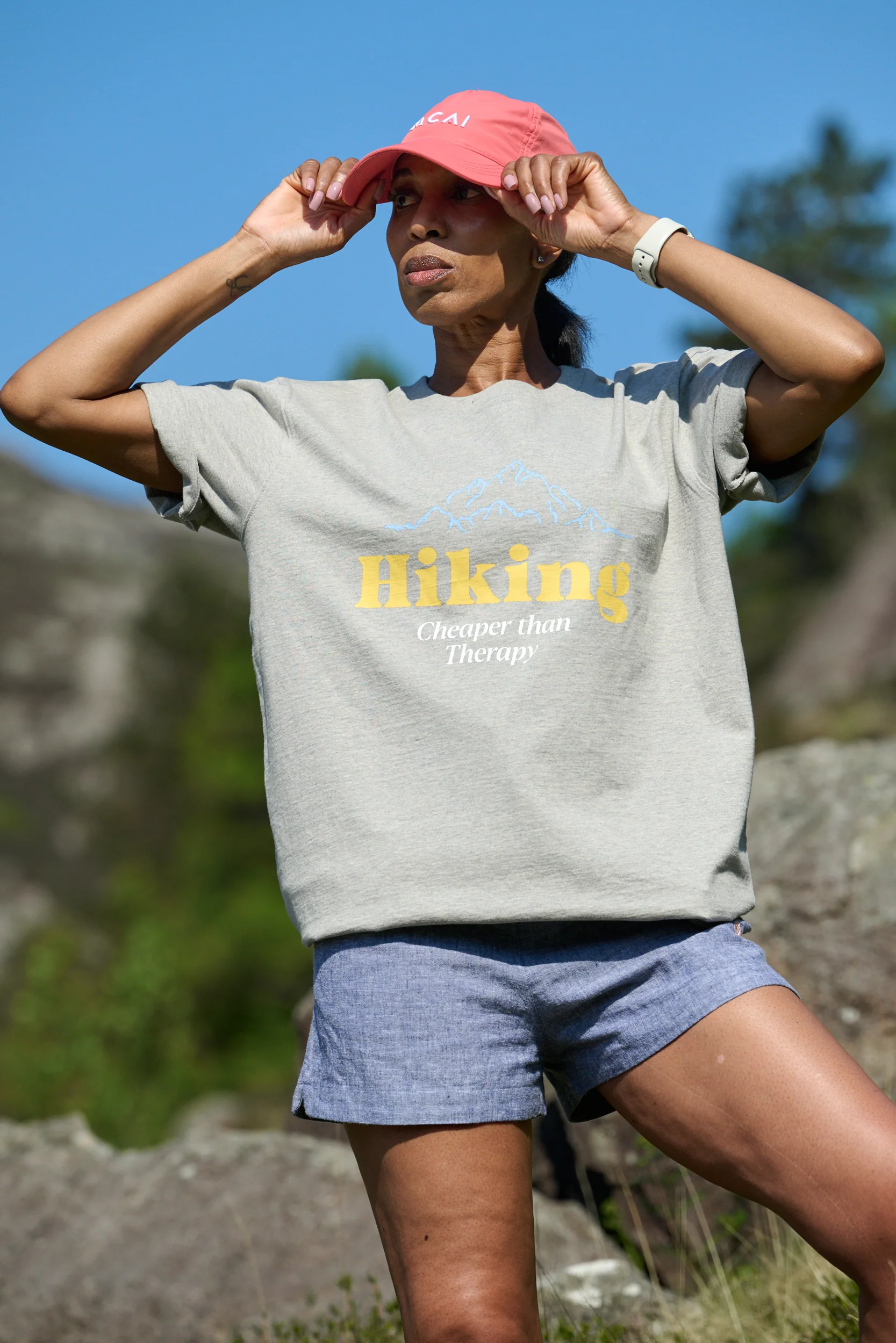 Get Hiking Graphic Tee - Grey Marl - Image 3