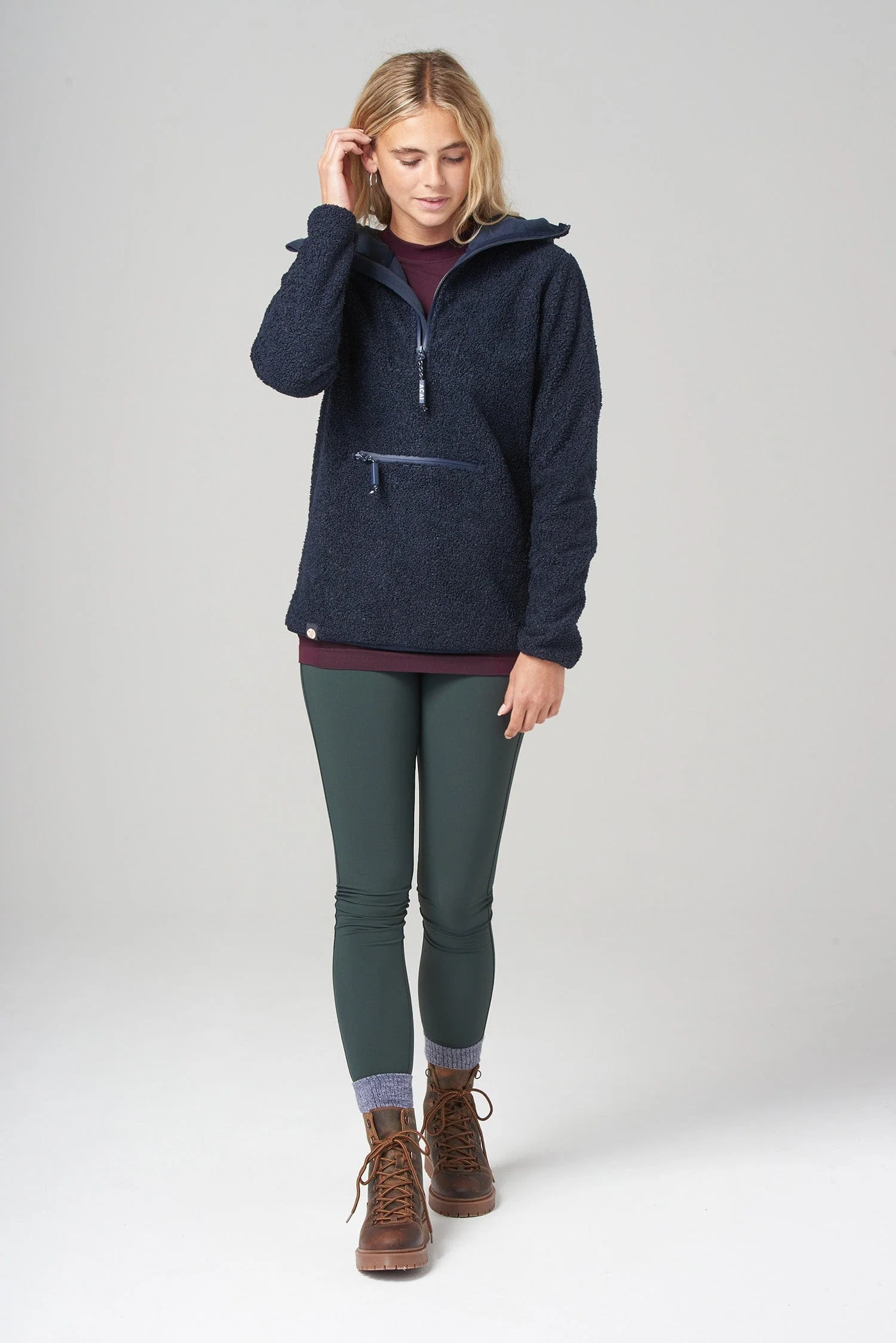 Windproof Fleece Hoodie - Deep Navy - Image 11