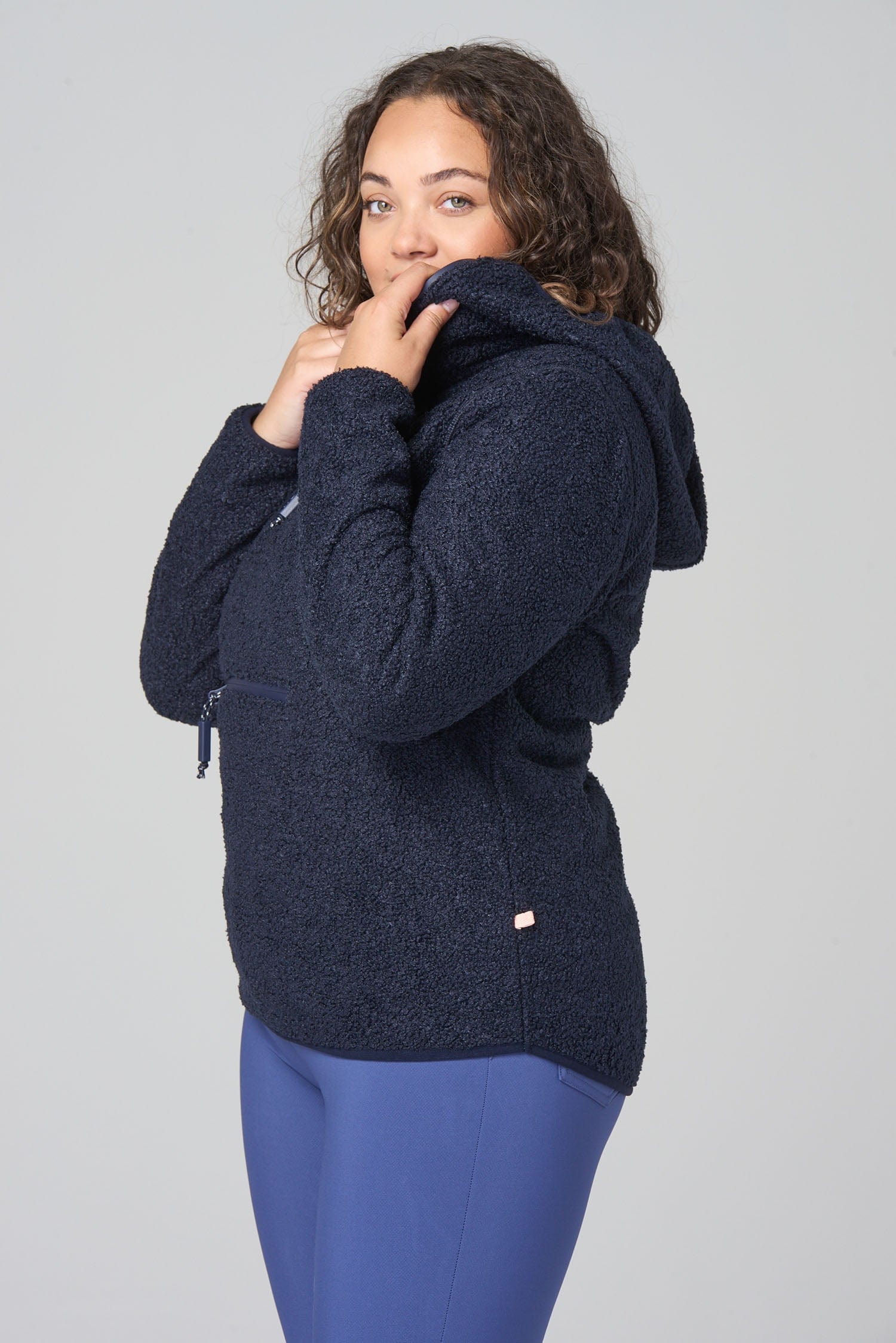Windproof Fleece Hoodie - Deep Navy - Image 14