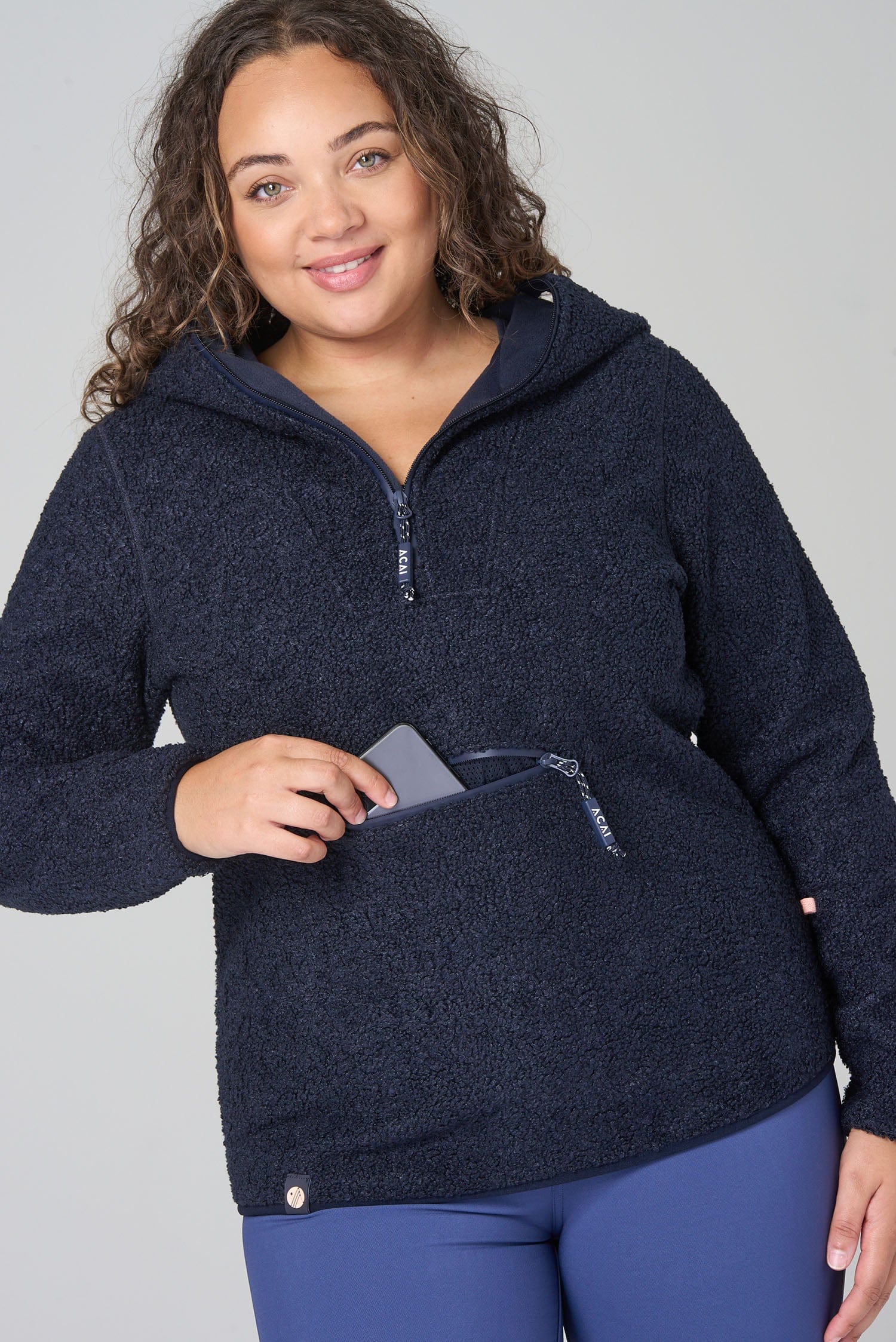 Windproof Fleece Hoodie - Deep Navy - Image 16