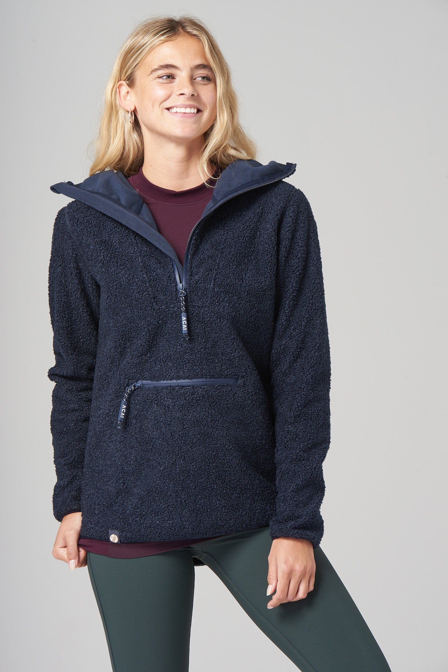 Windproof Fleece Hoodie - Deep Navy - Image 4