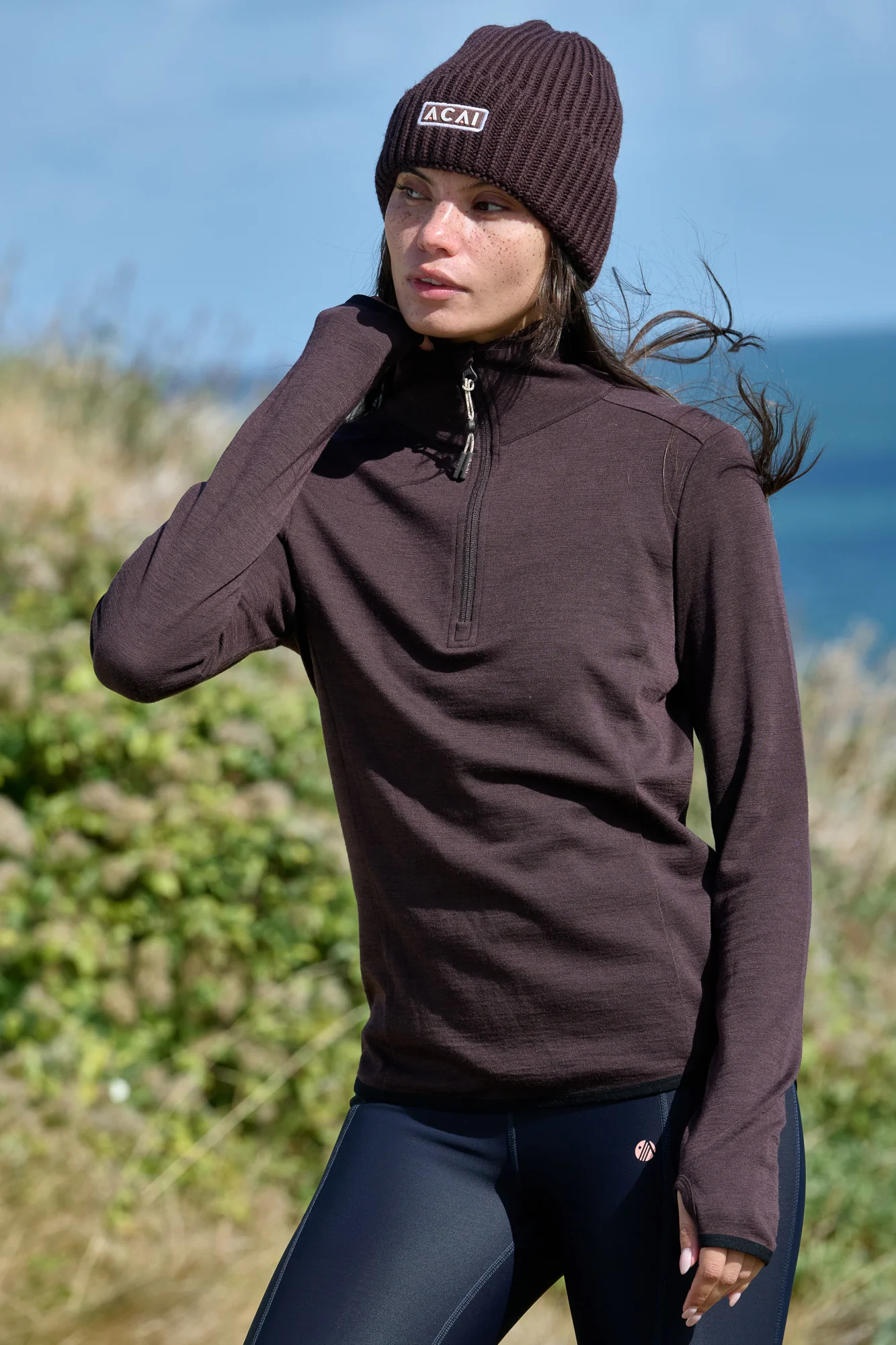 Thermobase Quarter Zip - Chocolate Plum - Image 4